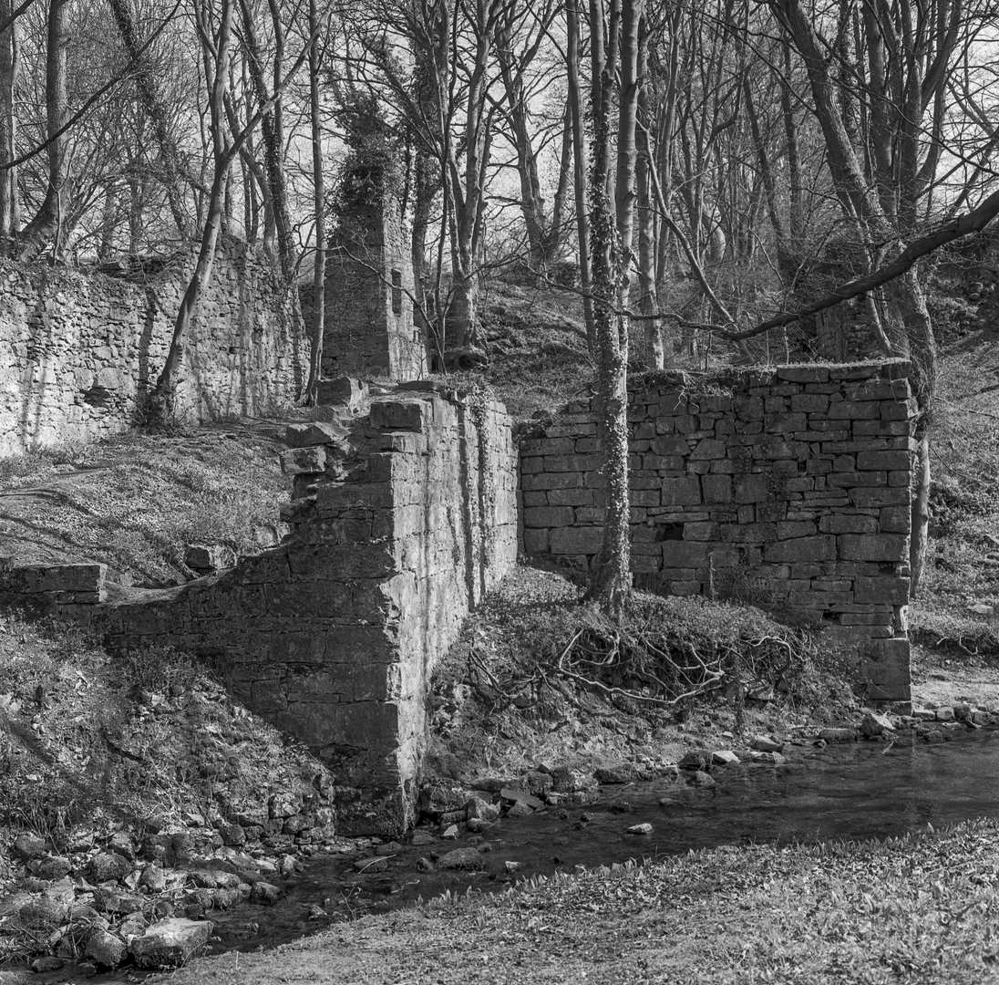Maeshafn Mine view of wheel buildings  15.4.74